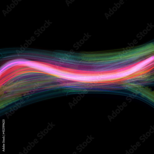 Abstract wavy background with colorful lines on black