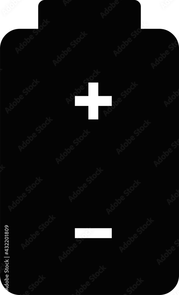 Fototapeta premium Vector illustration of the black silhouette of a battery cell