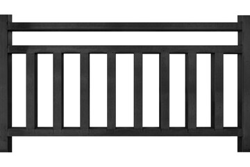 Black iron fence isolated on a white background