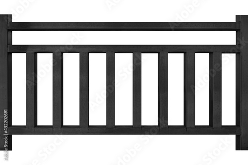 Black iron fence isolated on a white background