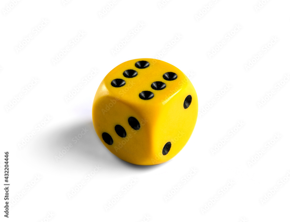 Yellow dice isolated on white background Yellow dice isolated on white background