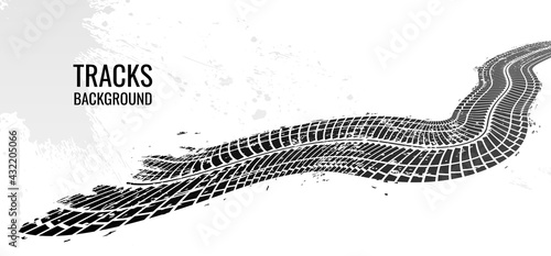 Tire tracks, vector illustration, grunge. For background page, brochure template, booklet, flyer.