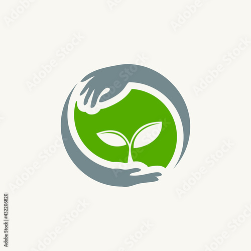 natural medical hand foundation logo vector