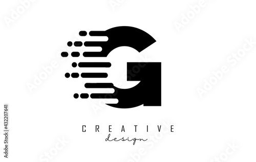 Geometric and dynamic letter G logo design with movement effect.