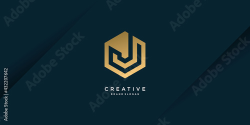Golden J letter logo template with creative concept and modern unique style part 5