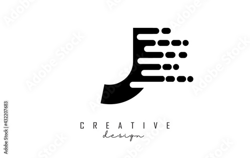 Geometric and dynamic letter J logo design with movement effect.