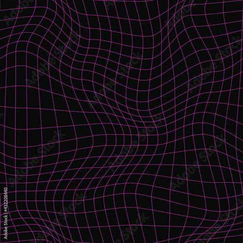 Pink warped grid pattern. Seamless vector