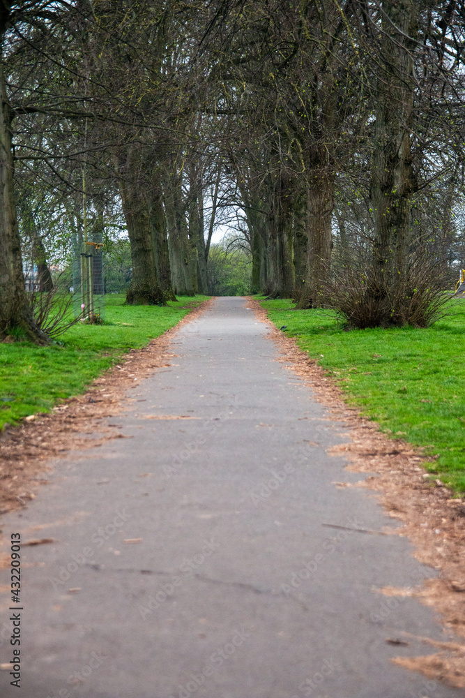 Footpath in a park, Bristol, UK