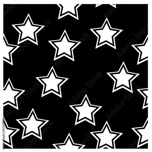 Stars in cartoon style on black background. Seamless vector background. Night sky seamless pattern.