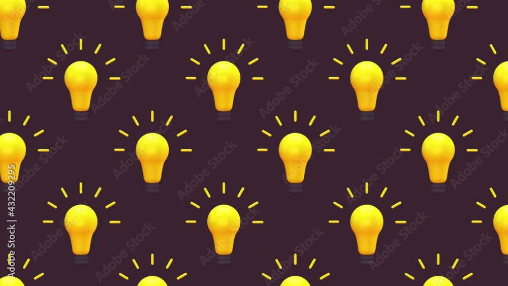 Light bulb idea yellow color Minimal Motion art seamless pattern 4k motion design animation Abstract 3d render background Loopable sequence. Light bulb idea yellow color Minimal Motion art seamless pattern 4k motion design animation Abstract 3d render background Loopable sequence.