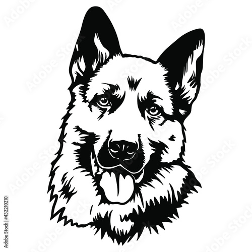 German Shepherd Dog Puppy Portrait Instant Download includes Cricut, Cameo German Shepherd Silhouette  photo