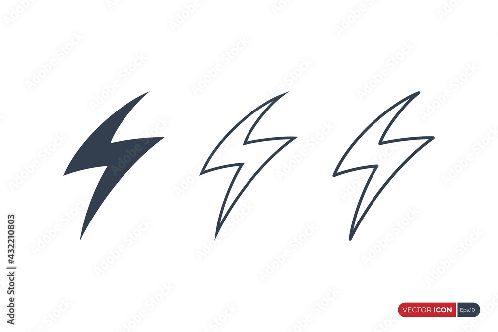Flash Thunderbolt Icons Set. Fill and Outline Lightning Illustration isolated on White Background. Flat Vector Design Template Elements usable for Electricity Logos. Flash Thunderbolt Icons Set. Fill and Outline Lightning Illustration isolated on White Background. Flat Vector Design Template Elements usable for Electricity Logos.