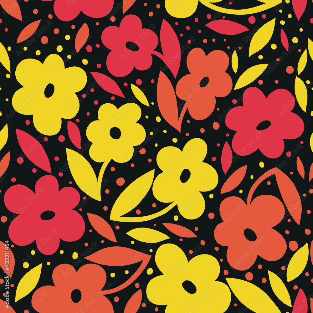 Fototapeta premium Beautiful stylish floral seamless pattern. A bright illustration for creating a postcard, wedding invitation card, wallpaper and textiles.