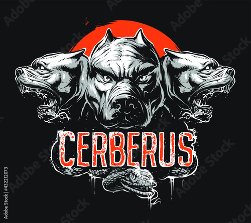 Angry Cerberus. Three headed dog