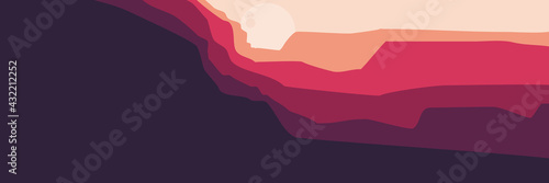 moonrise in the cliff of mountain flat design vector illustration for background template, wallpaper, and banner background