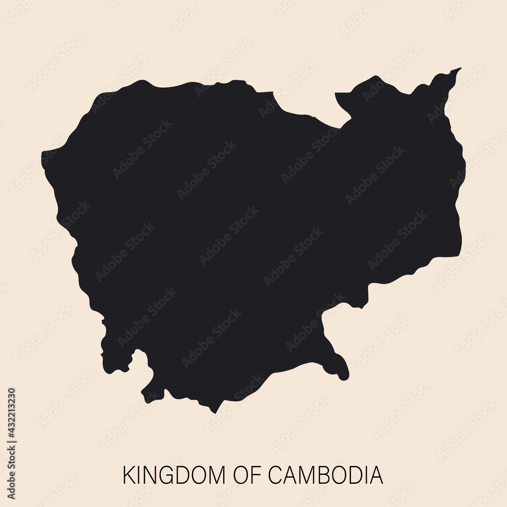 Highly detailed Cambodia map with borders isolated on background