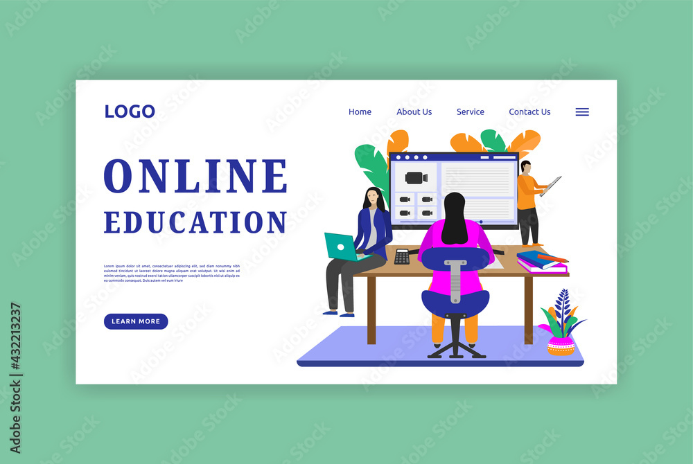 Online education landing page template design Online education landing page template design