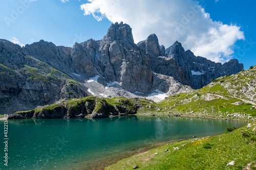 Lago di Coldai in the morning hours, Italy