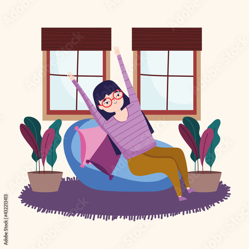 girl relaxing on chair