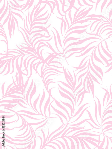 Tropical summer pattern. Vector seamless background with tropic leaves.