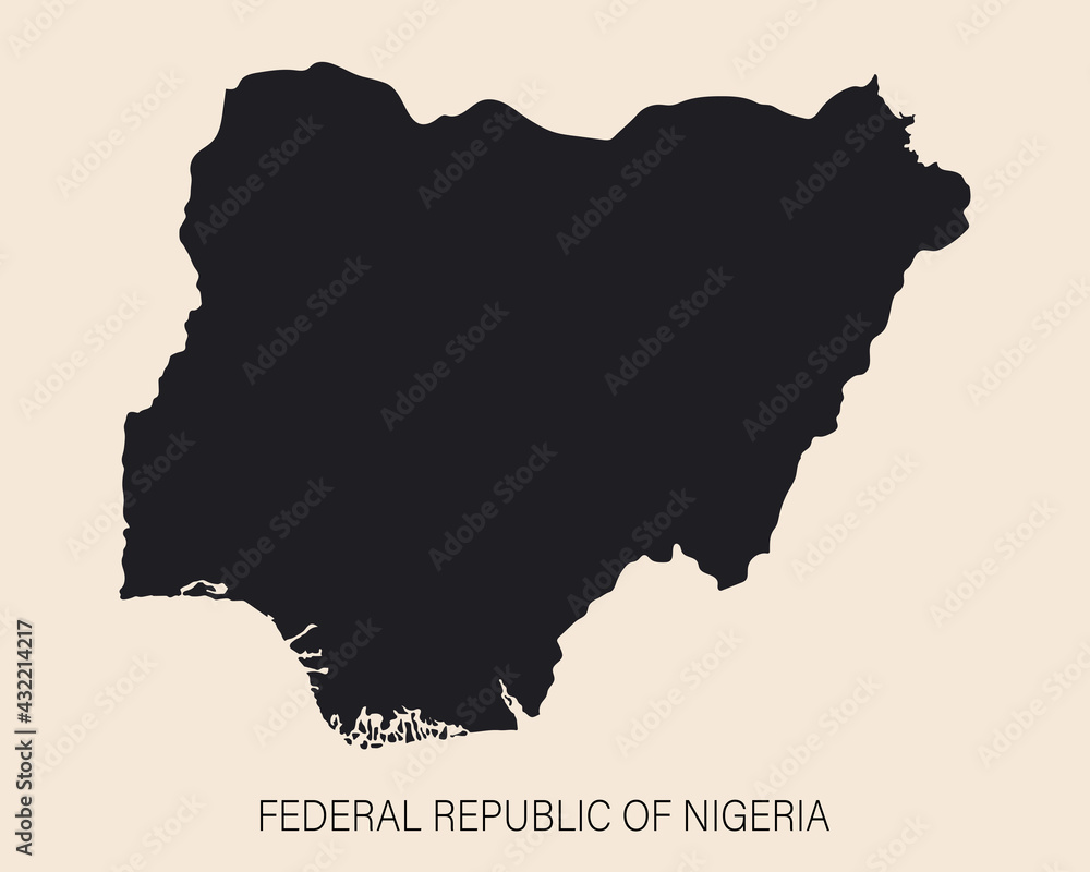 Highly detailed Nigeria map with borders isolated on background