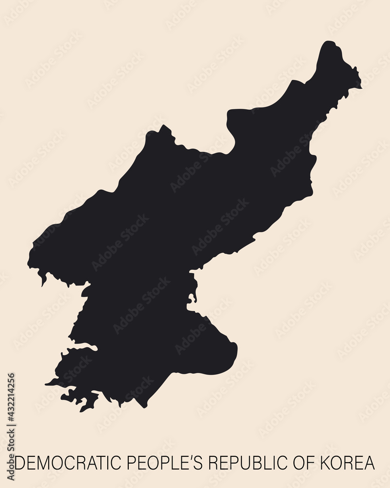 Highly detailed North Korea map with borders isolated on background