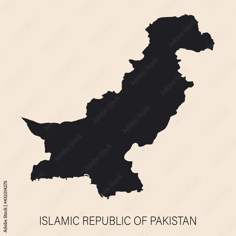 Highly detailed Pakistan map with borders isolated on background