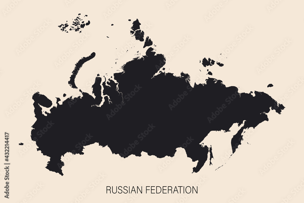 Highly detailed Russian Federation map with borders isolated on background Highly detailed Russian Federation map with borders isolated on background