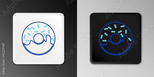Line Donut with sweet glaze icon isolated on grey background. Colorful outline concept. Vector