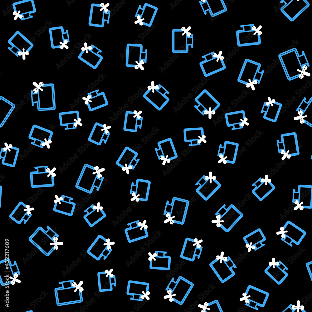 Line Computer monitor with screwdriver and wrench icon isolated seamless pattern on black background. Adjusting, service, setting, maintenance, repair, fixing. Vector Line Computer monitor with screwdriver and wrench icon isolated seamless pattern on black background. Adjusting, service, setting, maintenance, repair, fixing. Vector