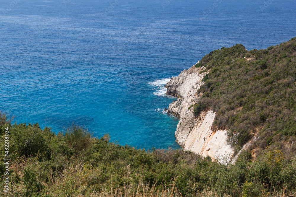 White rocks and turquoise sea, Albania, top view