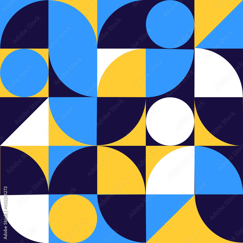 Mid-century geometric abstract pattern with simple shapes and beautiful color palette. Simple geometric pattern composition Mid-century geometric abstract pattern with simple shapes and beautiful color palette. Simple geometric pattern composition