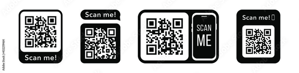 Qr codes with scan me inscription with phone. Qr code for payment, e-wallet, web, package. Inscription scan me. Mobile payment and identity. Qr codes with scan me inscription with phone. Qr code for payment, e-wallet, web, package. Inscription scan me. Mobile payment and identity.