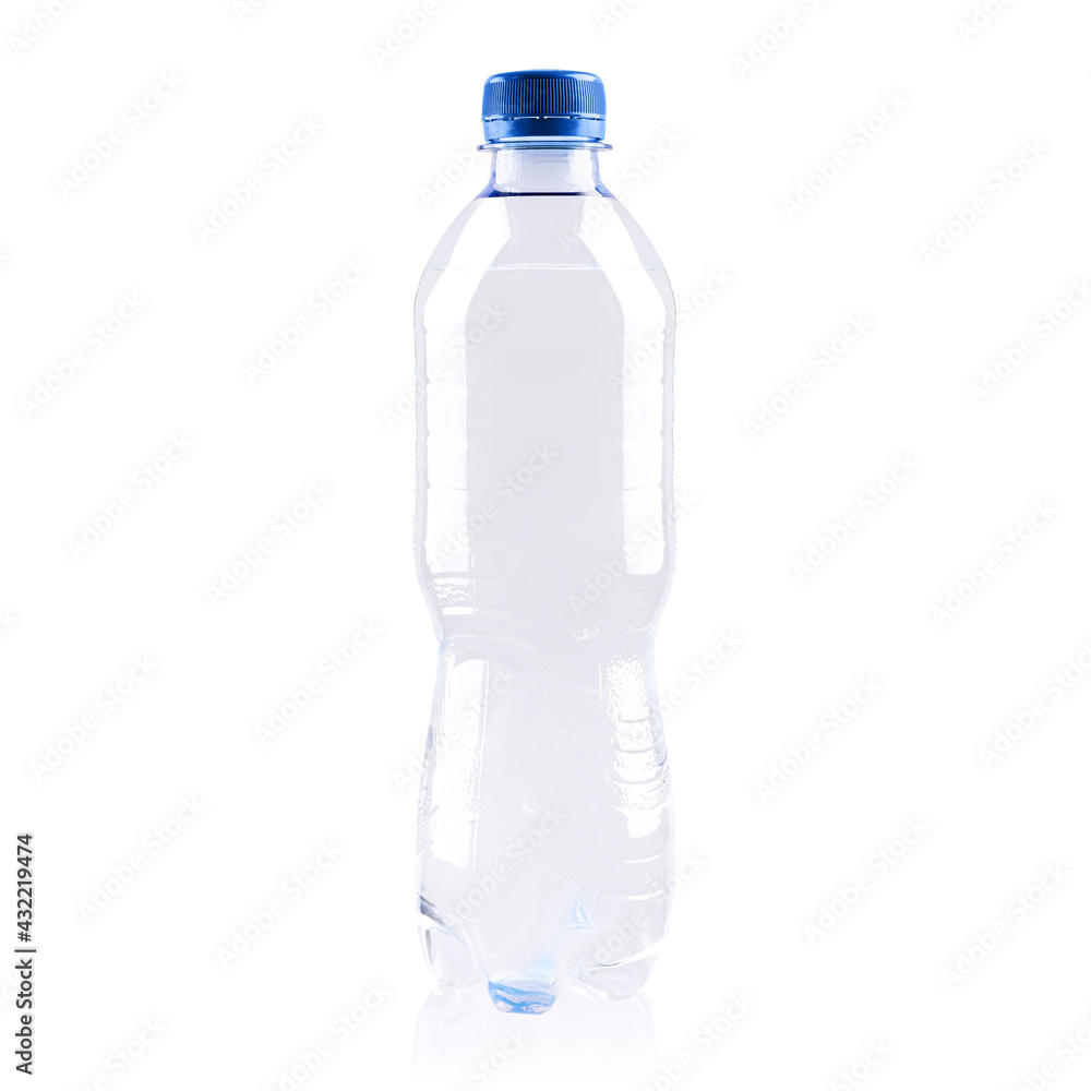 Water bottle insulated. Bottled water isolated over a white background. Environmental pollution. Water balance. Drink two liters of water a day. Water bottle insulated. Bottled water isolated over a white background. Environmental pollution. Water balance. Drink two liters of water a day.