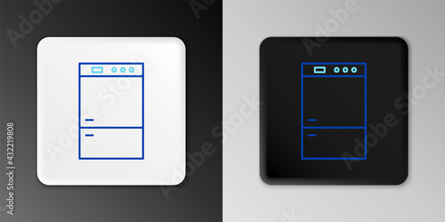 Line Refrigerator icon isolated on grey background. Fridge freezer refrigerator. Household tech and appliances. Colorful outline concept. Vector