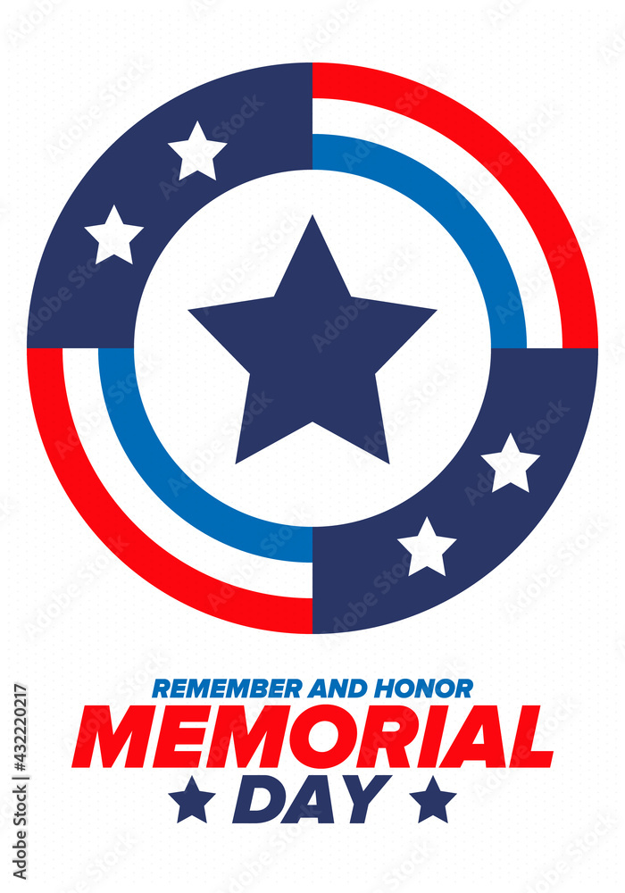 Obraz premium Memorial Day in United States. Remember and Honor. Federal holiday for remember and honor persons who have died while serving in the United States Armed Forces. Celebrated in May. Vector poster