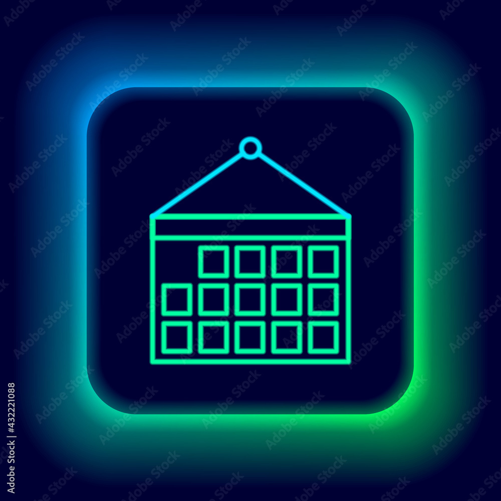 Glowing neon line Calendar icon isolated on black background. Event reminder symbol. Colorful outline concept. Vector Glowing neon line Calendar icon isolated on black background. Event reminder symbol. Colorful outline concept. Vector