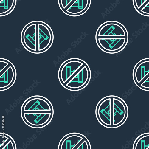 Line Say no to plastic bags poster icon isolated seamless pattern on black background. Disposable cellophane and polythene package prohibition sign. Vector