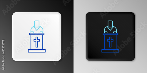 Line Church pastor preaching icon isolated on grey background. Colorful outline concept. Vector