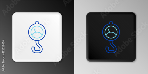 Line Spring scale icon isolated on grey background. Balance for weighing. Determination of weight. Colorful outline concept. Vector