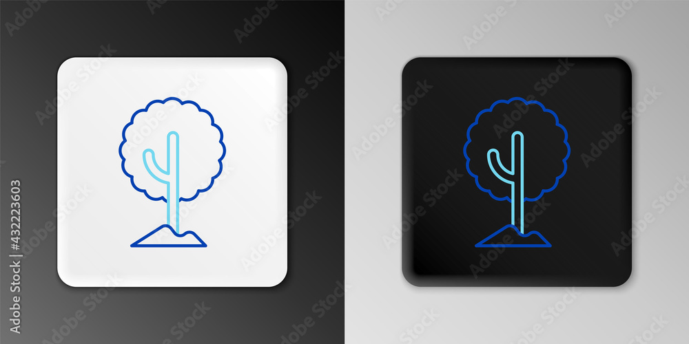 Line Tree icon isolated on grey background. Forest symbol. Colorful outline concept. Vector