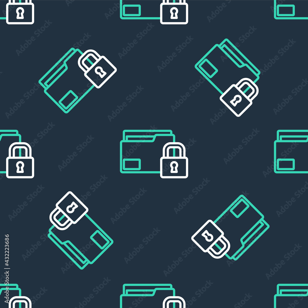 Line Folder and lock icon isolated seamless pattern on black background. Closed folder and padlock. Security, safety, protection concept. Vector Line Folder and lock icon isolated seamless pattern on black background. Closed folder and padlock. Security, safety, protection concept. Vector