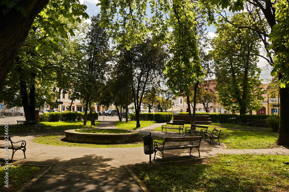 Fototapeta premium small park in Bistrita, Romania