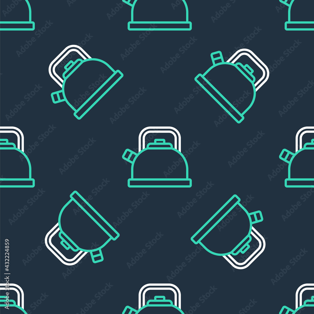 Line Kettle with handle icon isolated seamless pattern on black background. Teapot icon. Vector Line Kettle with handle icon isolated seamless pattern on black background. Teapot icon. Vector