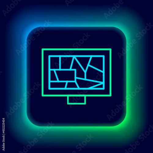 Glowing neon line Picture art icon isolated on black background. Colorful outline concept. Vector