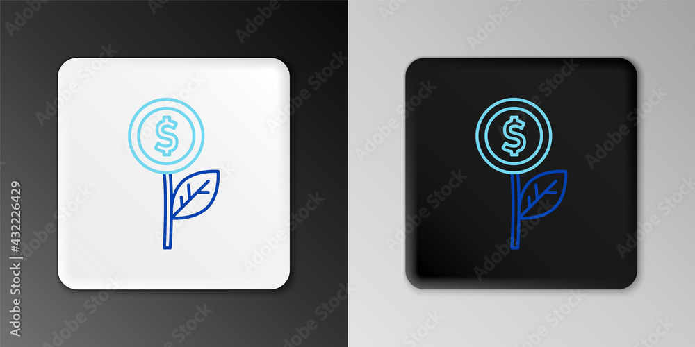 Line Dollar plant icon isolated on grey background. Business investment growth concept. Money savings and investment. Colorful outline concept. Vector Line Dollar plant icon isolated on grey background. Business investment growth concept. Money savings and investment. Colorful outline concept. Vector