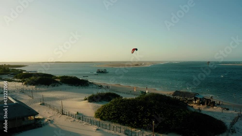 lagoon brazil atins kitesurfer pardise surfcamp coastline aerial overview travel sunset 4k photo