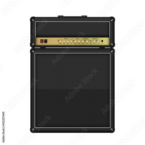 Realistic classic guitar amplifier head and cabinet, vector illustration photo
