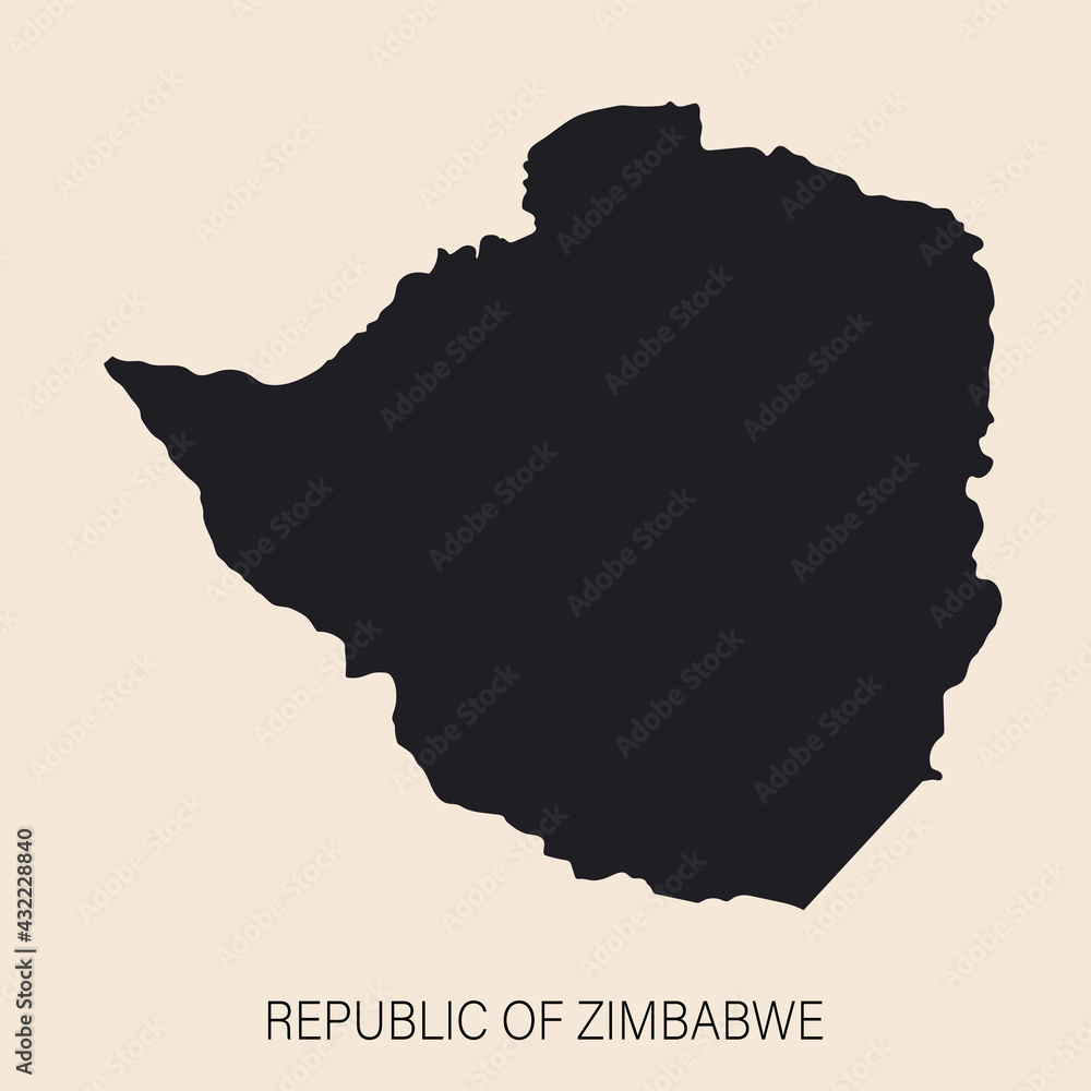 Highly detailed Zimbabwe map with borders isolated on background