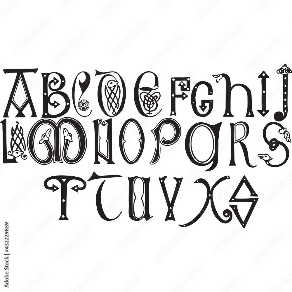 Fototapeta premium Ornamental Alphabets Silhouette Vector